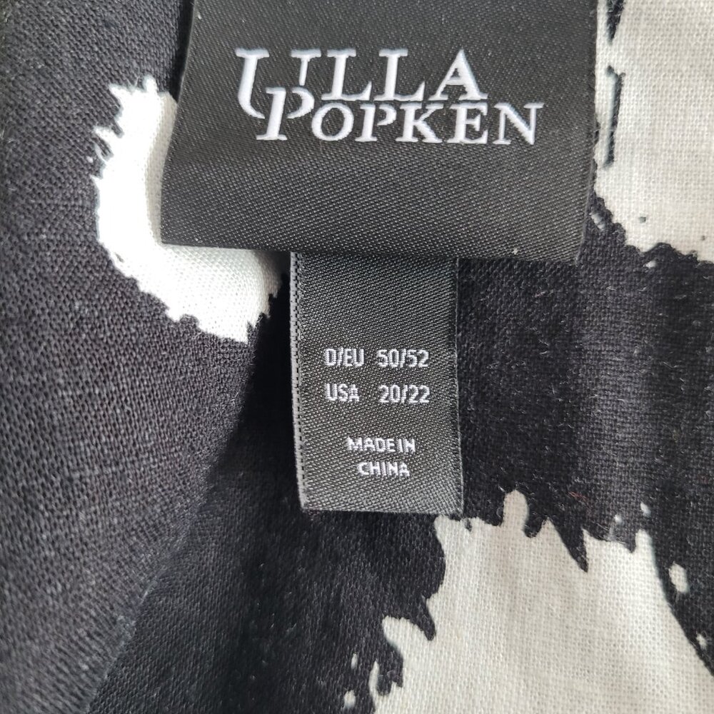 Ulla Popken Flowy Black Dress with Abrstract Grey & White Print-USA 20/22 - Picture 8 of 9
